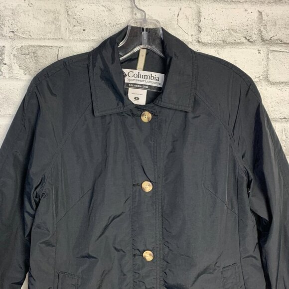 Columbia Vintage 90s Black Lightweight Windbreaker Rain Trench Coat - Picture 2 of 16
